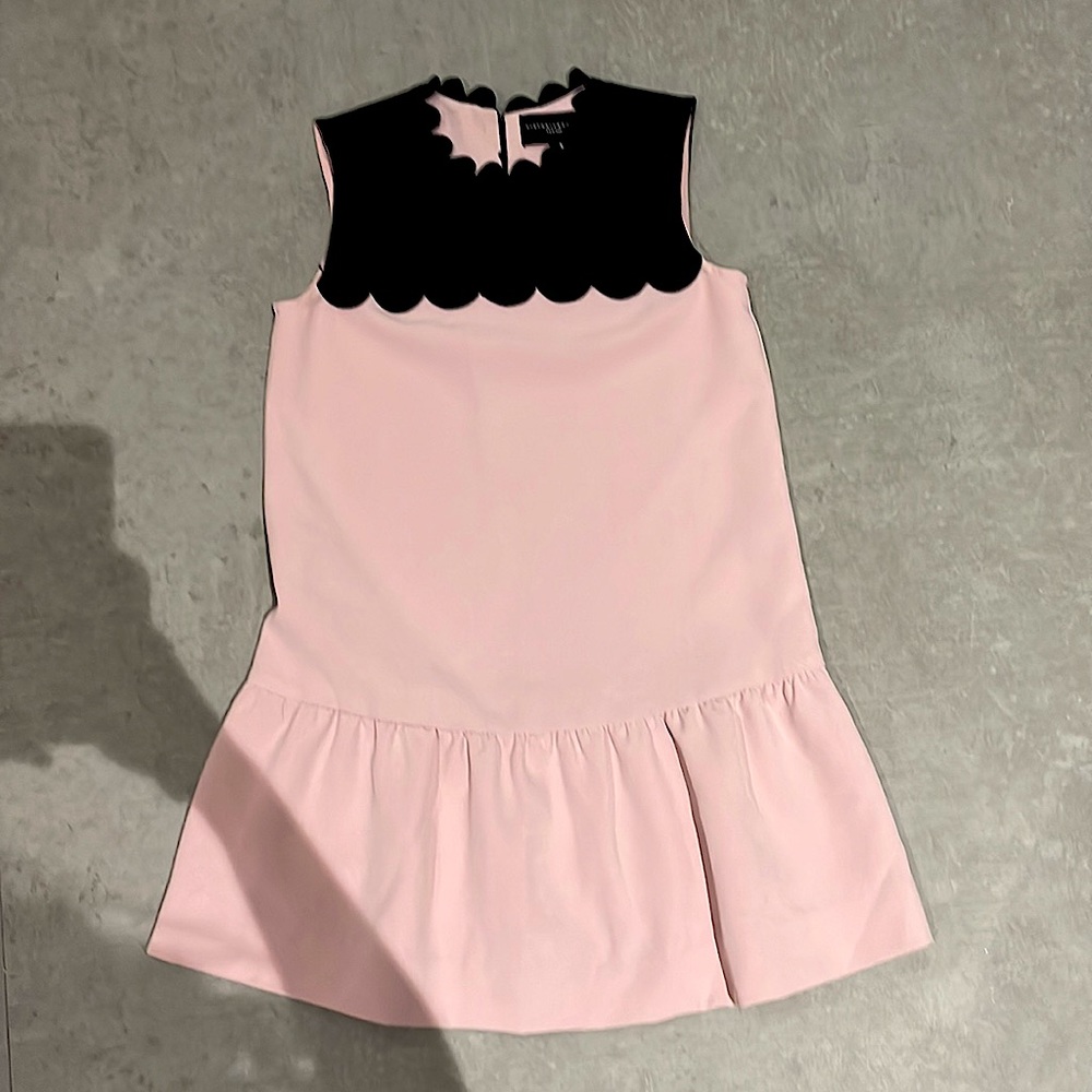 Victoria Beckham Girls Pink Black Scalloped Spring Dress Size S